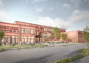 Blick auf den Haupteingang des Gymnasiums